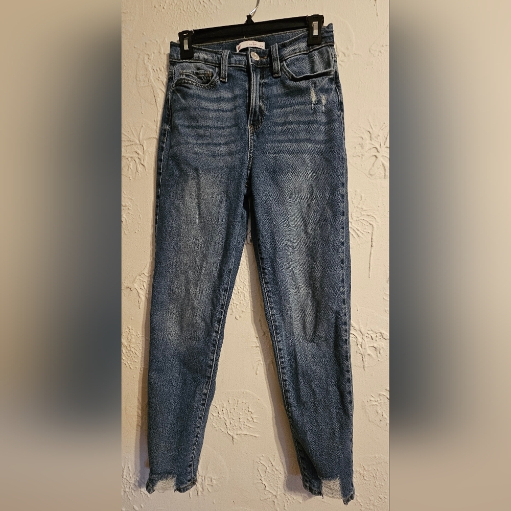 Sol Distressed Skinny Straight Leg Jeans Medium Blue Size 1